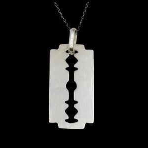 Sterling silver razor blade pendant - GM190